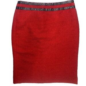 Karl Lagerfeld Paris Chic Mini Skirt Sz 8/10P Edgy Studded Waist Tailored Pencil